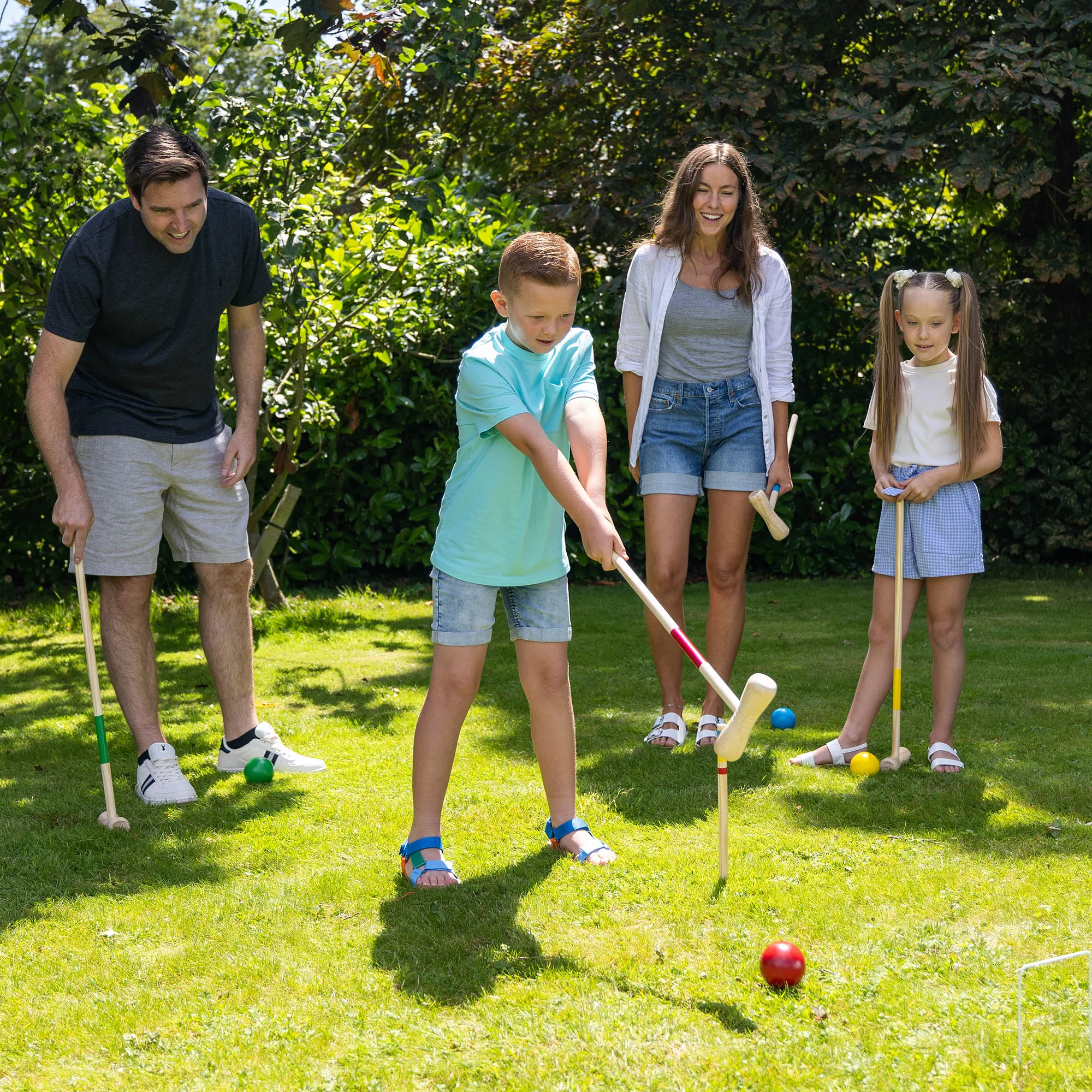 Grasshopper Games Family Croquet Set with Wooden Mallets, Balls, and Travel Bag - Image 3