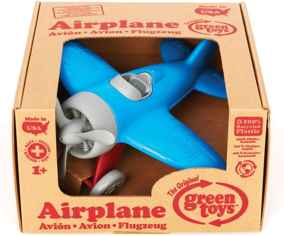 Green Toys Eco-Friendly Preschool Toy Plane - Blue and Red - Image 3