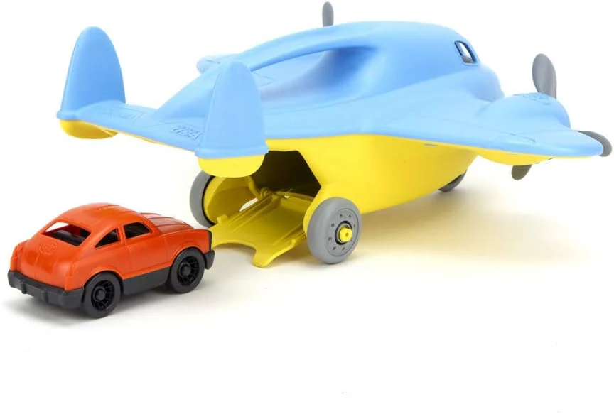 Green Toys Eco-Friendly Blue Cargo Plane with Mini Car - Toddler Play Vehicle - Image 2