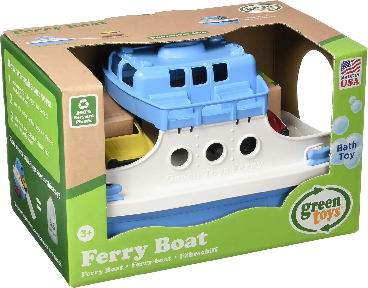Green Toys Eco-Friendly Ferry Boat with 2 Mini Cars - 100% Recycled Plastic - Image 3
