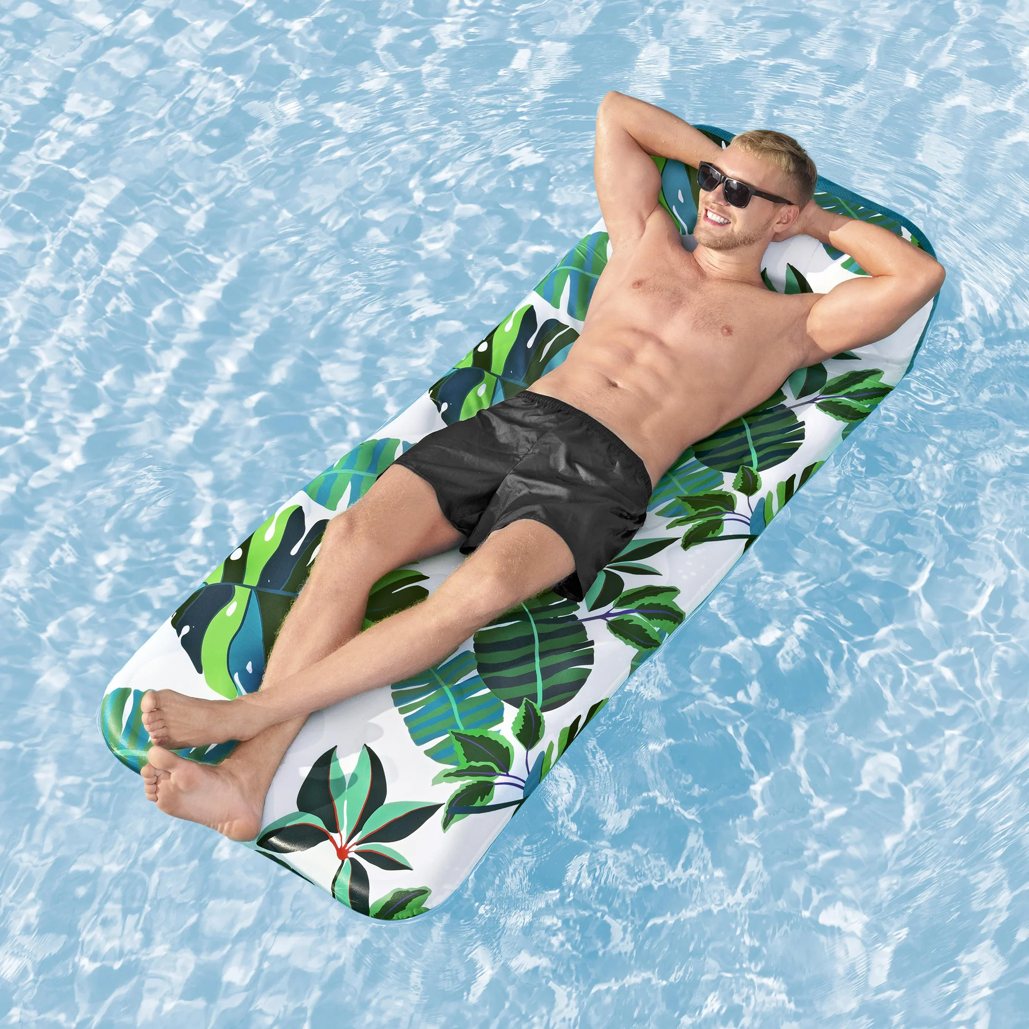 H2OGO! Blissful Drifter 72" Inflatable Floating Mat with UPF Cover & Pillow - Image 2