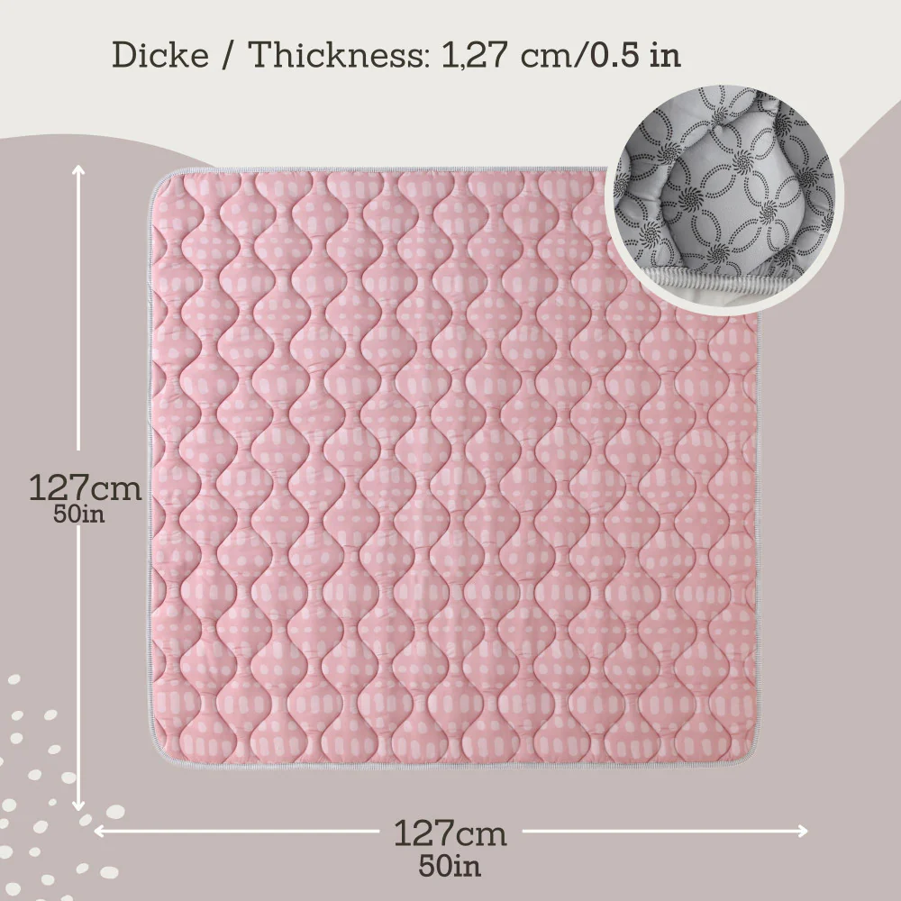 Hakuna Matte Quilted Playmat - Pink & Dots - Squishy Soft, 50" Square - Image 2