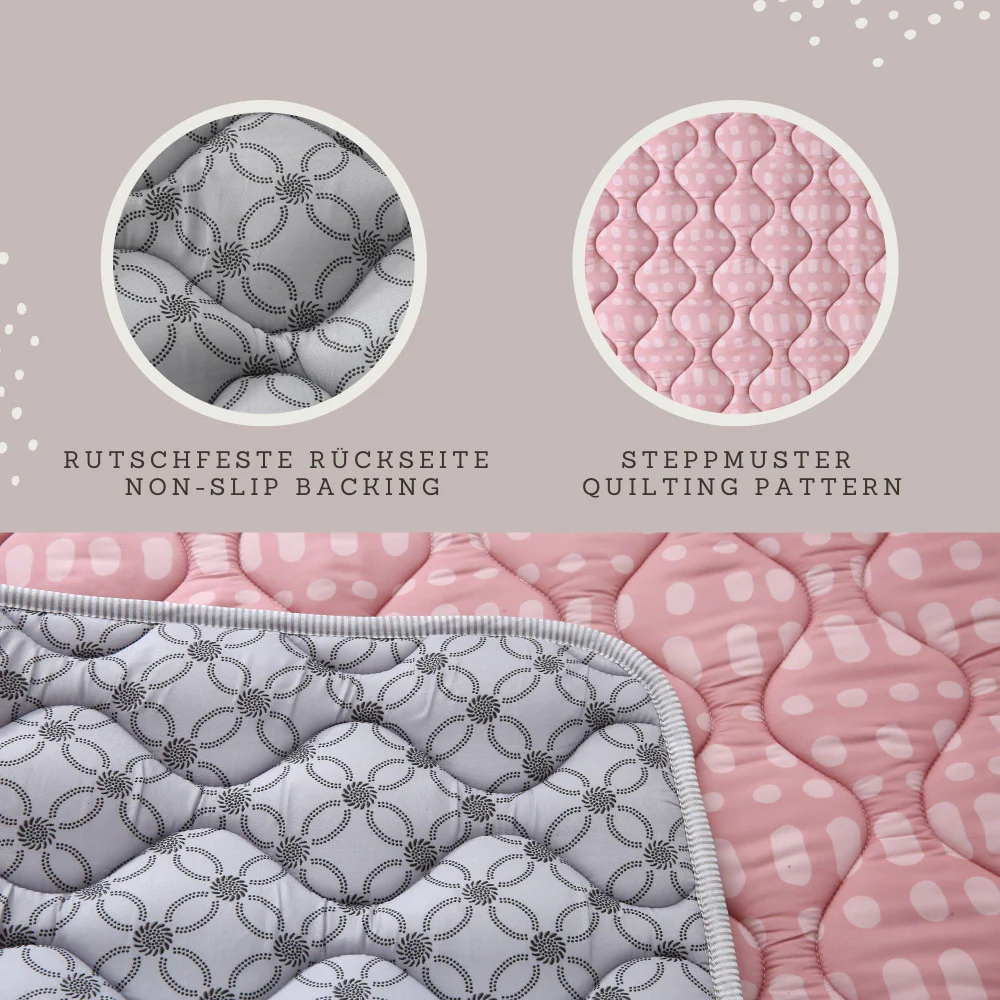 Hakuna Matte Quilted Playmat - Pink & Dots - Squishy Soft, 50" Square - Image 3