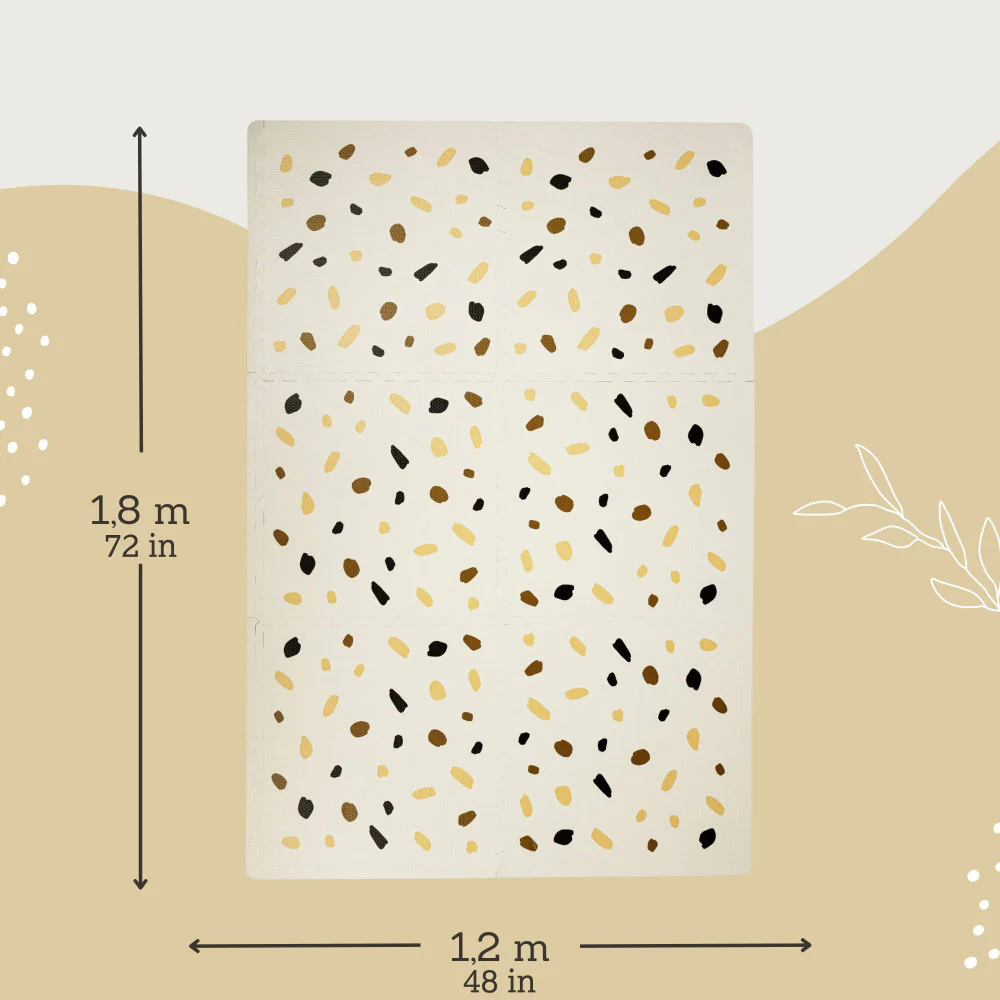 Hakuna Matte Stylish Baby Play Mat: Confetti & White Design - 72x48', 6 XXL Foam Floor Tiles - Image 2