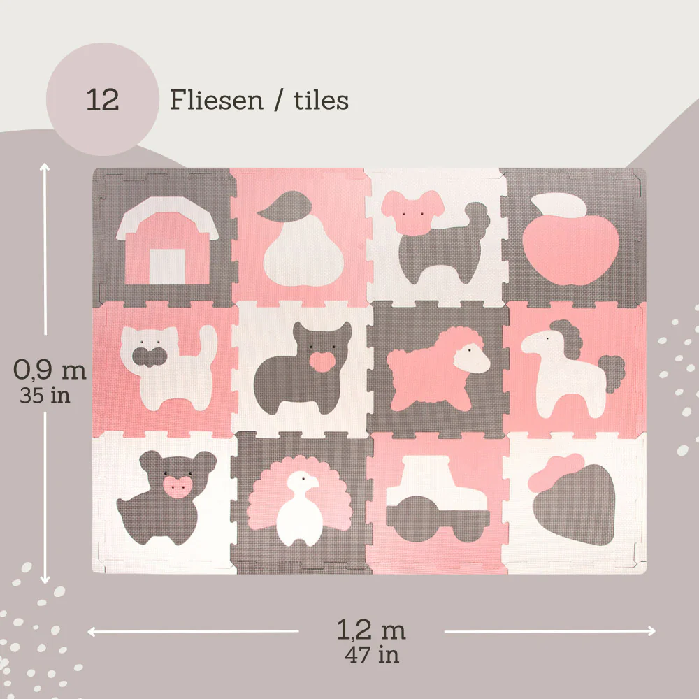 Hakuna Matte Farm-Themed Baby Play Mat - 47x35", 12 Foam Tiles - Image 2