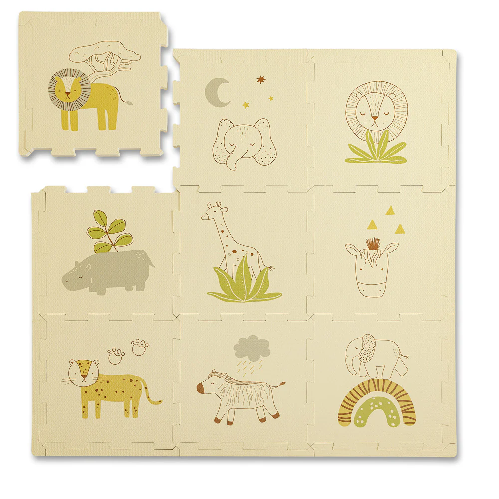 Hakuna Matte Safari Adventure: Chic Baby Play Mat - 35x35", 9 Foam Tiles - Image 2