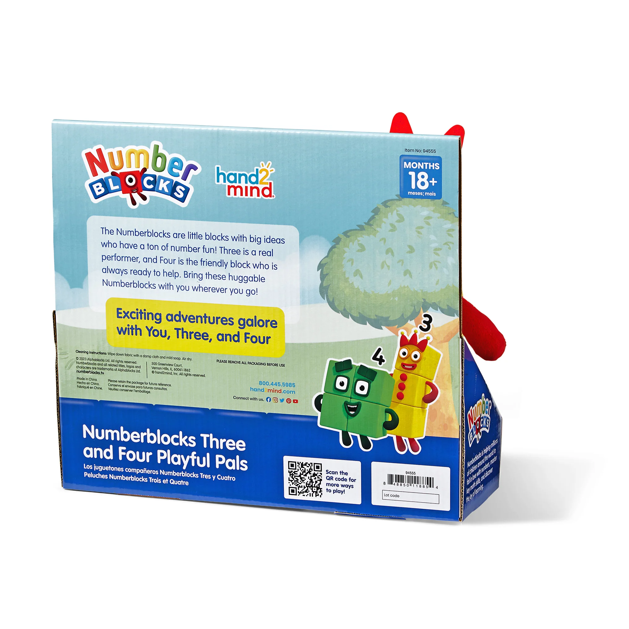Hand2Mind Numberblocks 3 & 4 Playful Pals Plush - Yellow & Green - Image 3