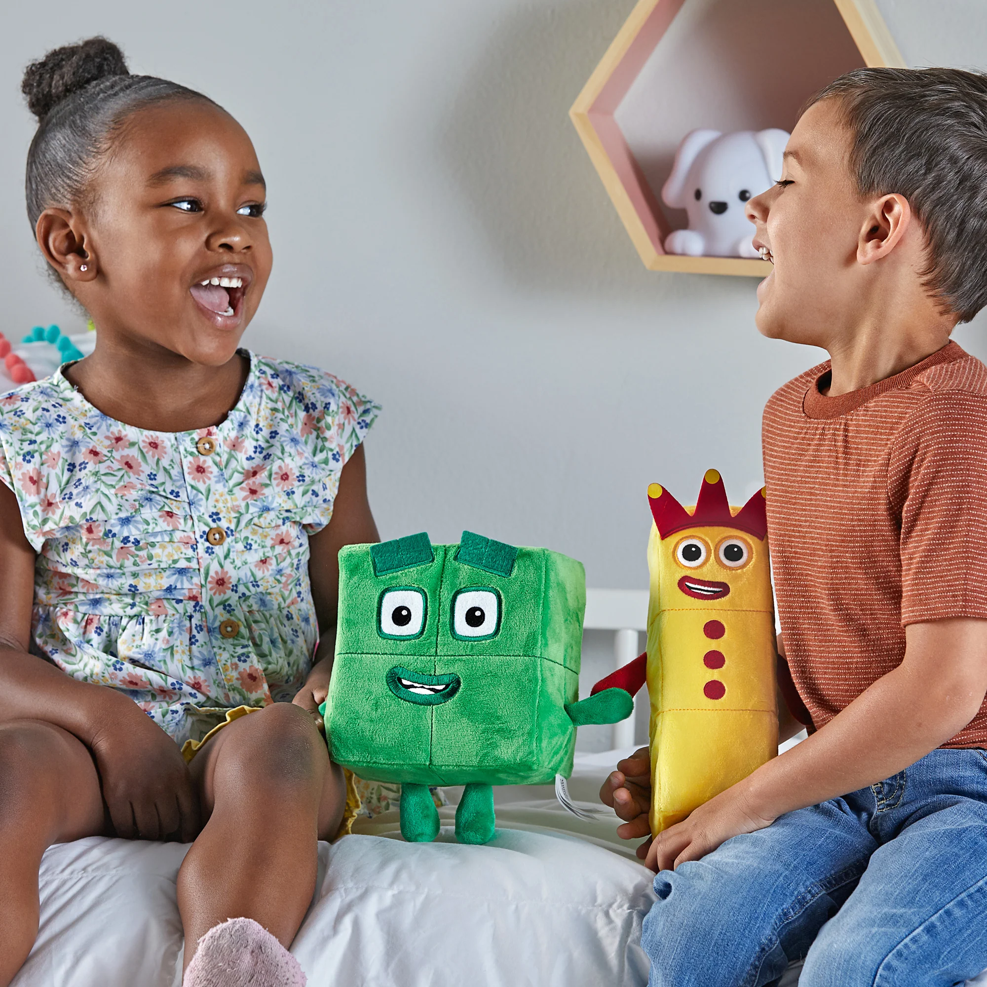 Hand2Mind Numberblocks 3 & 4 Playful Pals Plush - Yellow & Green - Image 4