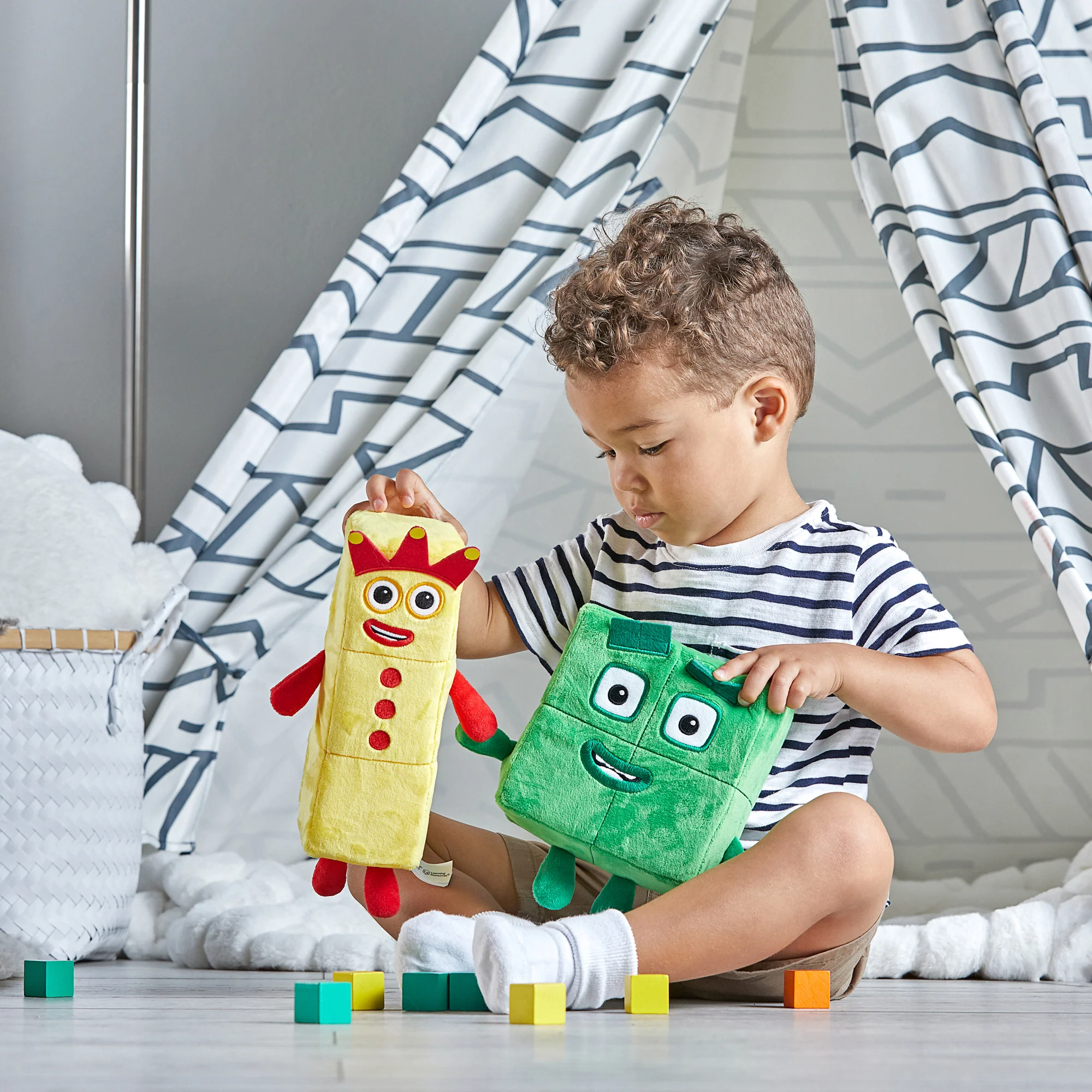 Hand2Mind Numberblocks 3 & 4 Playful Pals Plush - Yellow & Green - Image 5