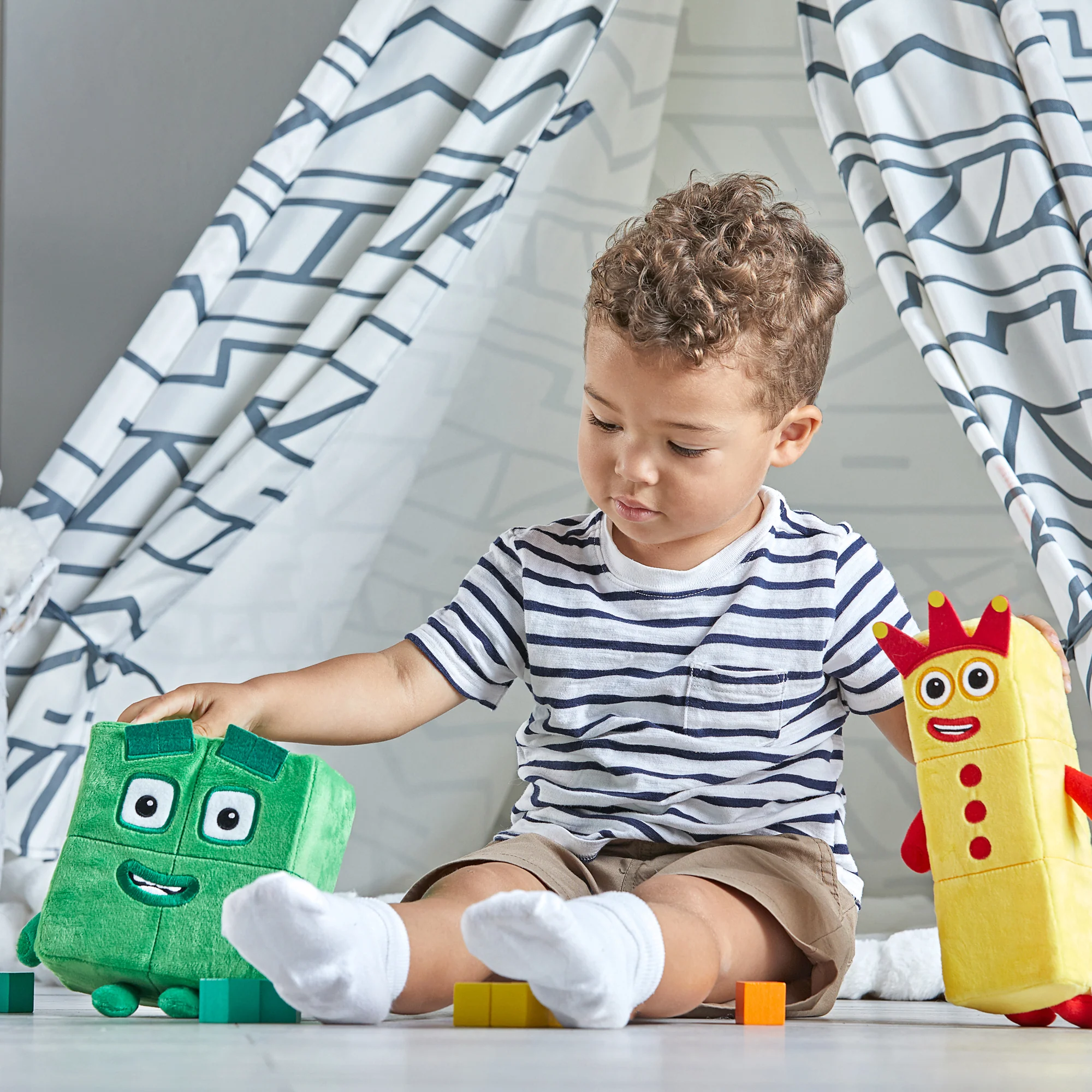 Hand2Mind Numberblocks 3 & 4 Playful Pals Plush - Yellow & Green - Image 6