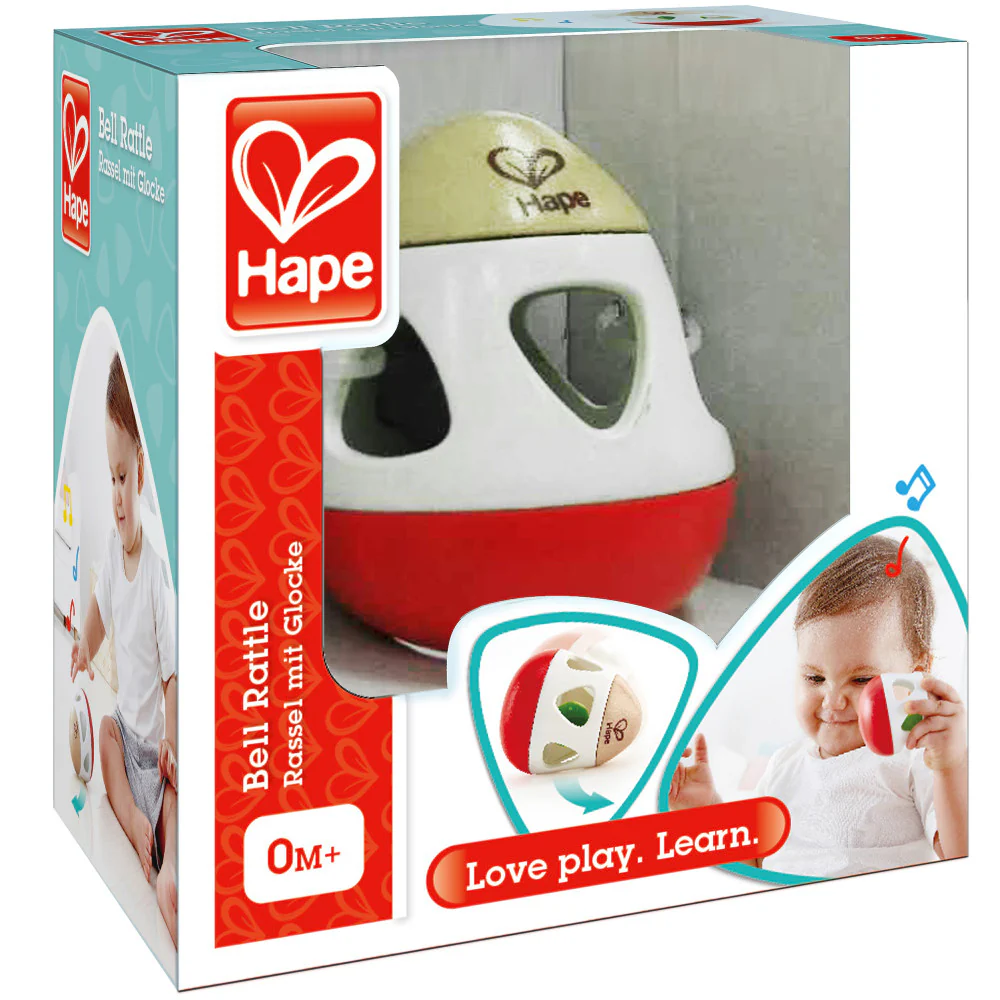 Hape Bell Rattle Toy – Vibrant Red, White & Green