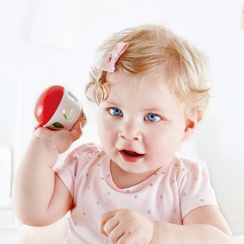 Hape Bell Rattle Toy – Vibrant Red, White & Green - Image 3