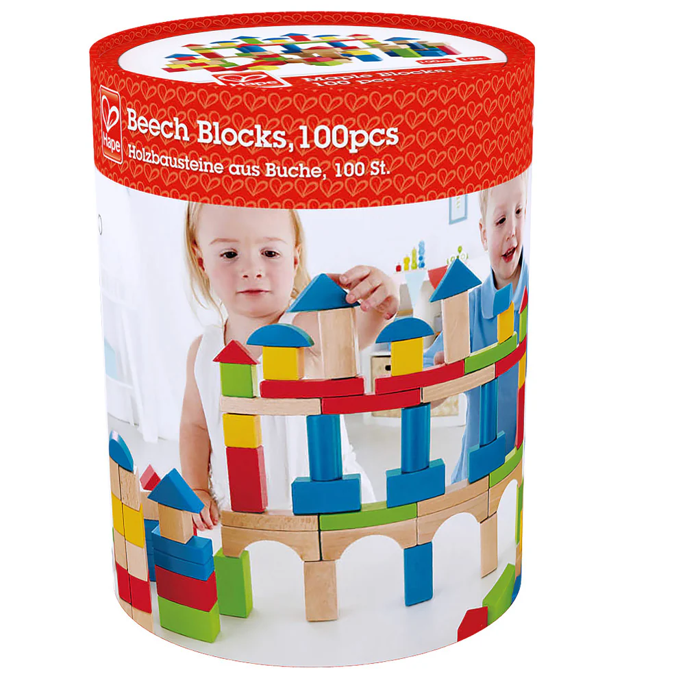 Hape Build Up & Away 100-Piece Colorful Wooden Block Set - Image 3