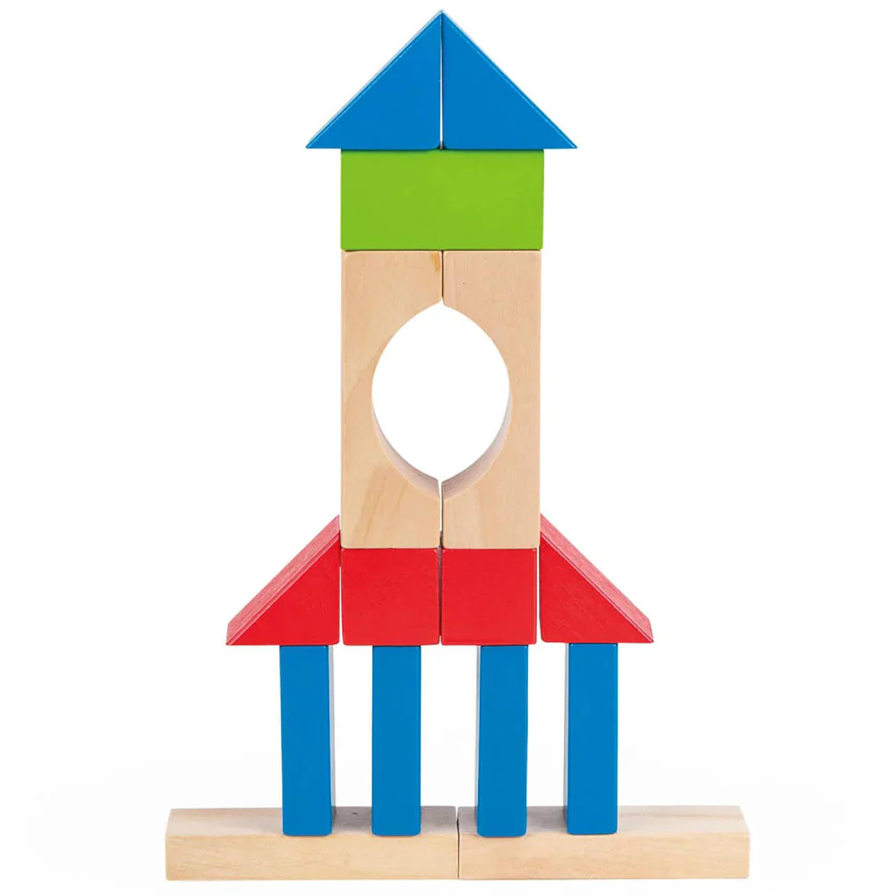 Hape Build Up & Away 100-Piece Colorful Wooden Block Set - Image 4