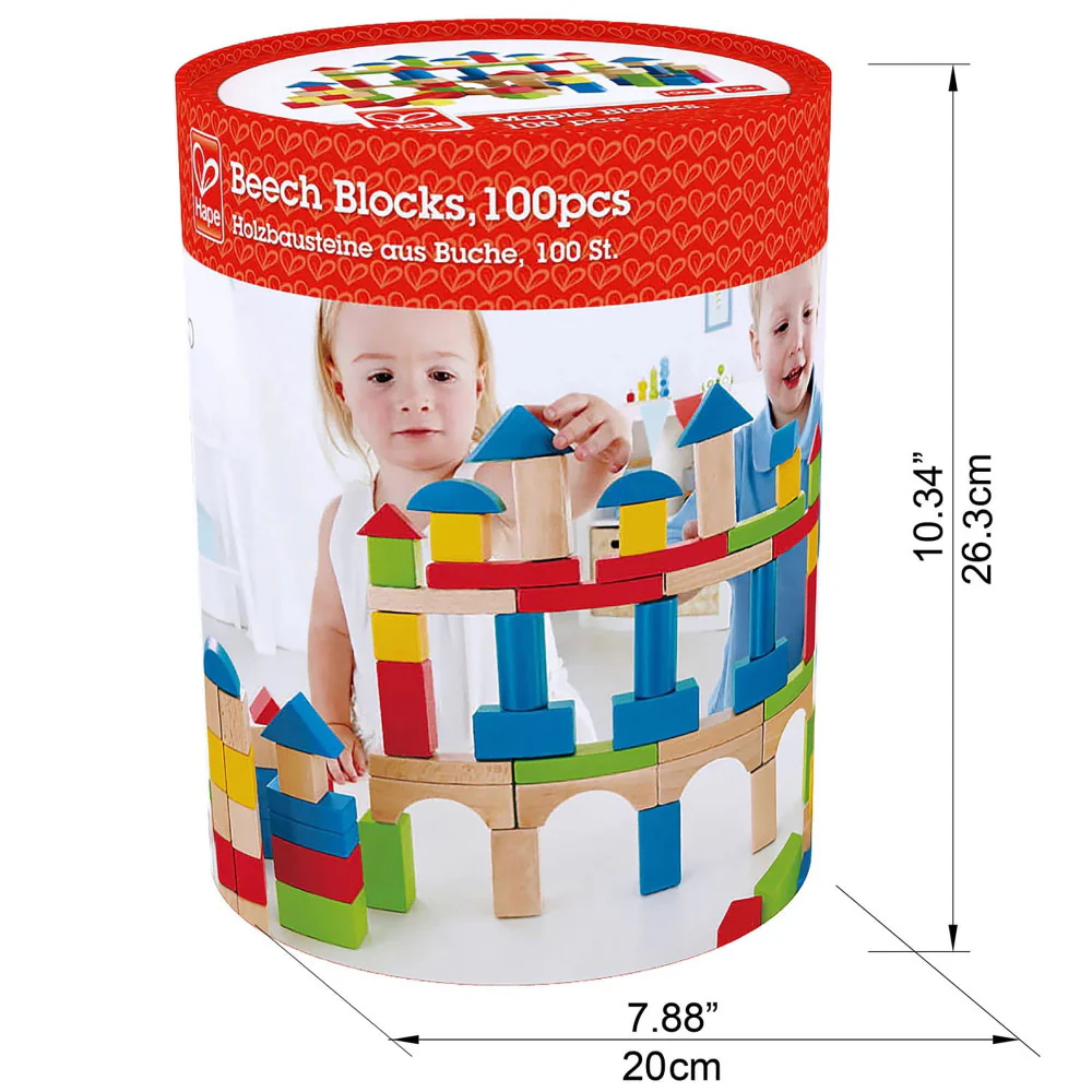 Hape Build Up & Away 100-Piece Colorful Wooden Block Set - Image 7