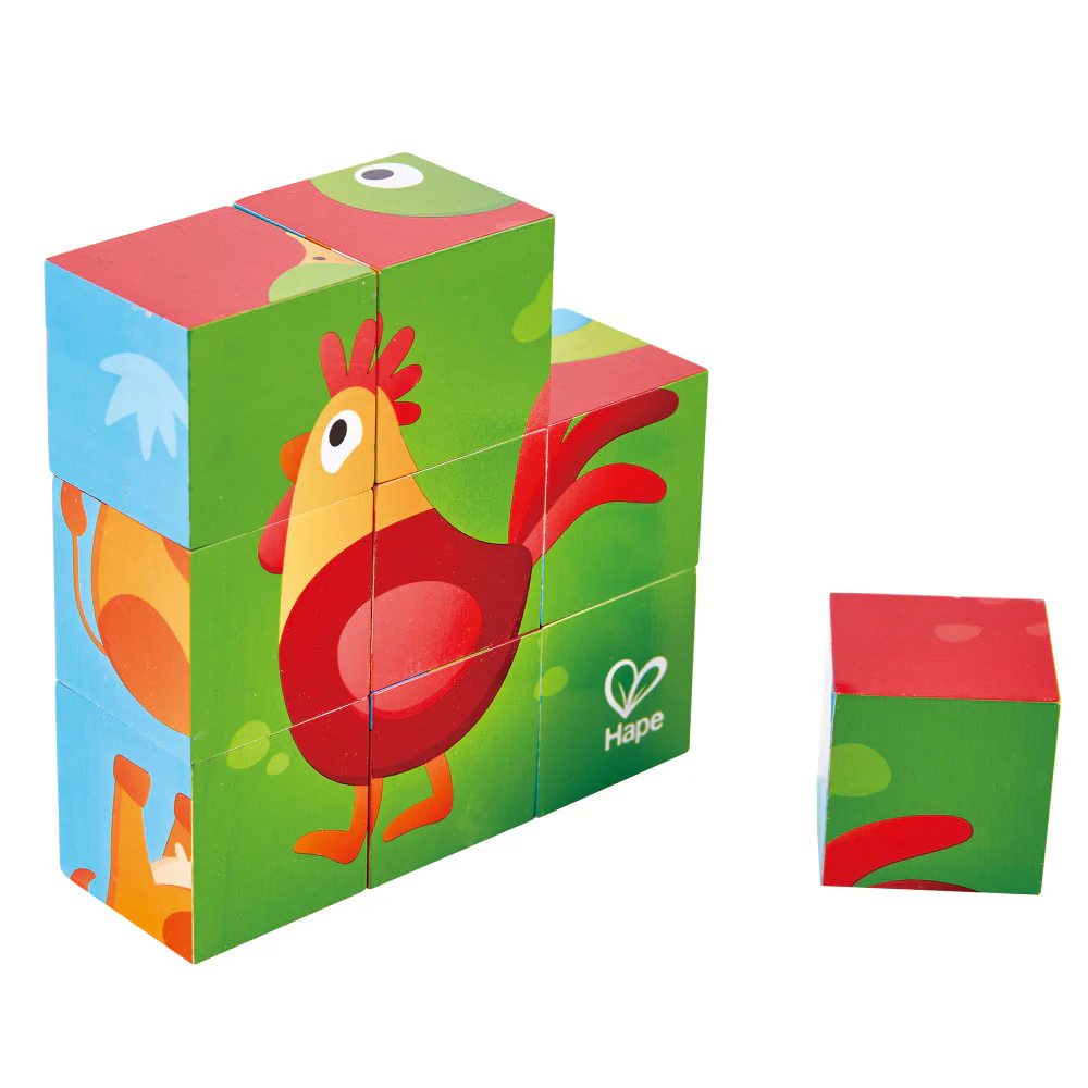 Hape Farm Animals 9pc Wooden Stacking Puzzle - Image 2