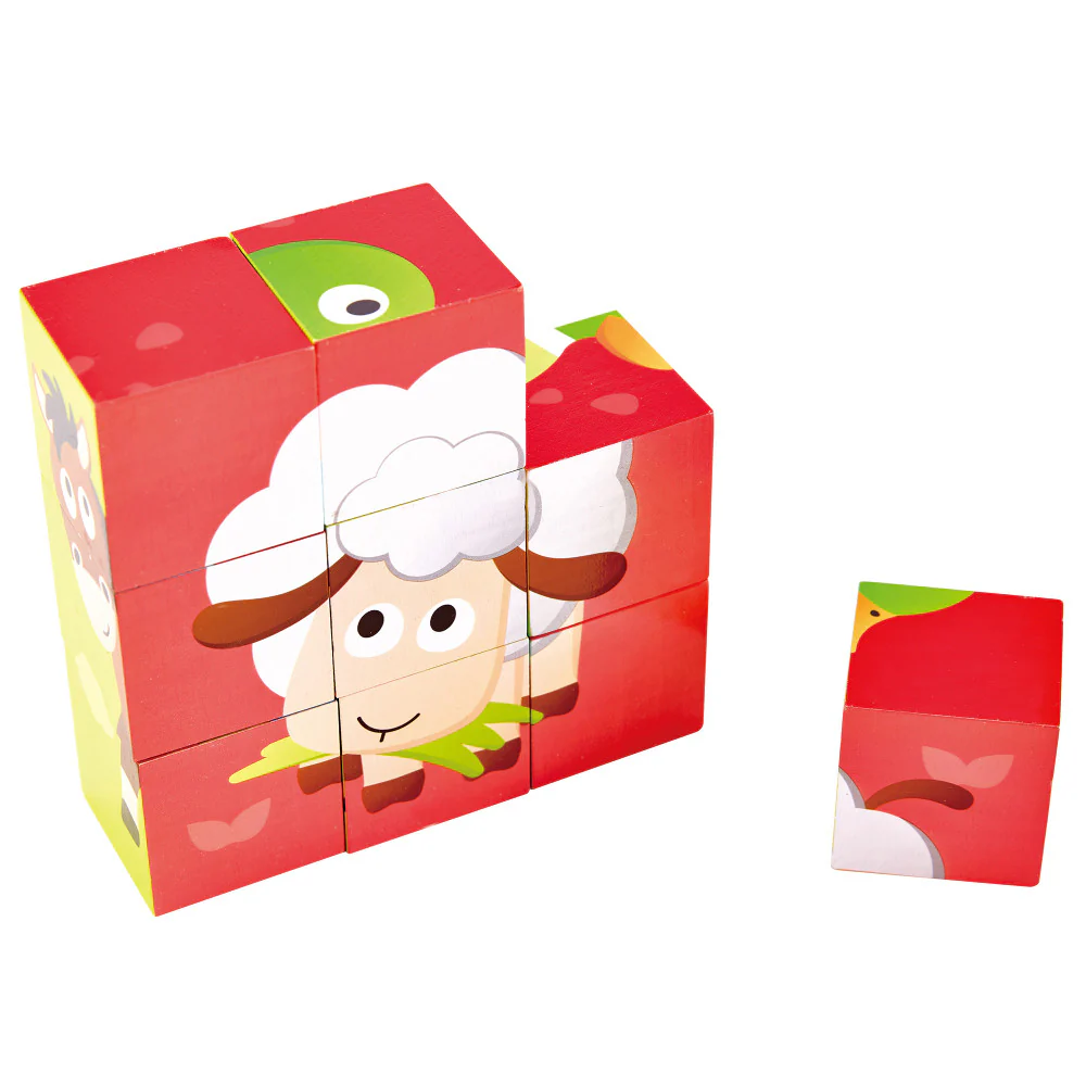Hape Farm Animals 9pc Wooden Stacking Puzzle - Image 3