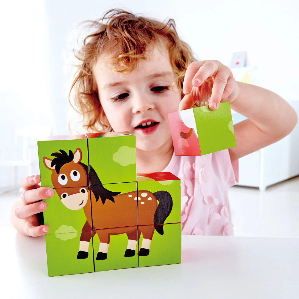 Hape Farm Animals 9pc Wooden Stacking Puzzle - Image 4