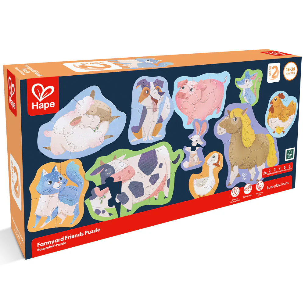 Hape Farmyard Friends 10 Mini Animal Shaped Puzzles - Image 2