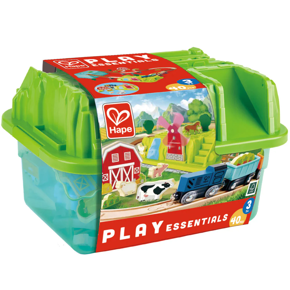 Hape Farmyard Train Bucket Set - Wooden Train and Animal Adventure Playset - Image 2