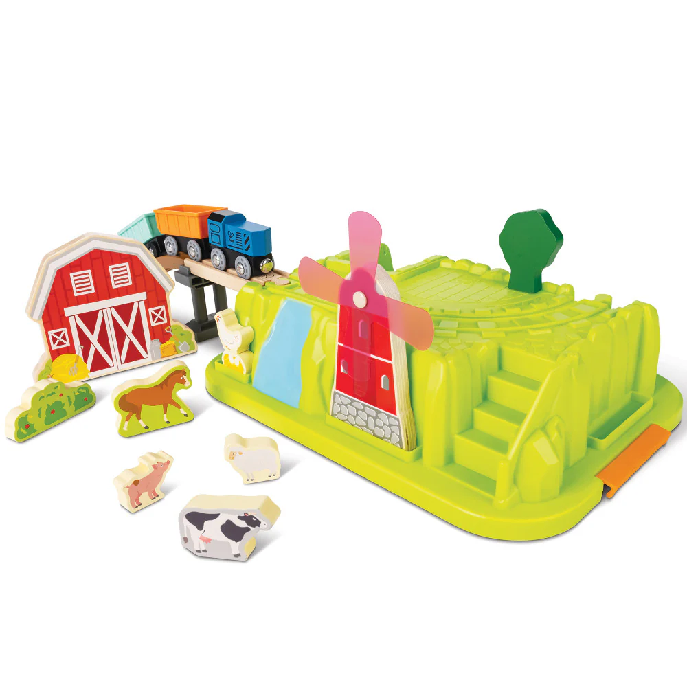 Hape Farmyard Train Bucket Set - Wooden Train and Animal Adventure Playset - Image 3