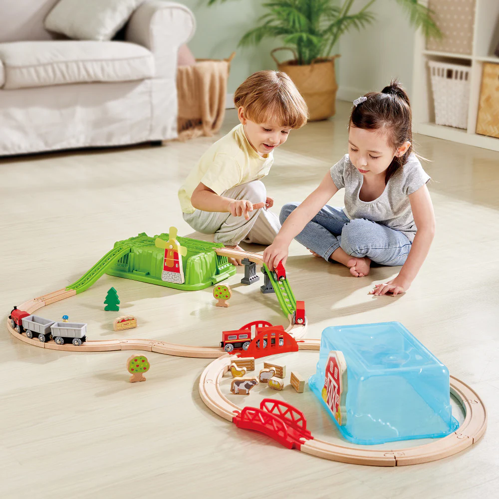 Hape Farmyard Train Bucket Set - Wooden Train and Animal Adventure Playset - Image 5