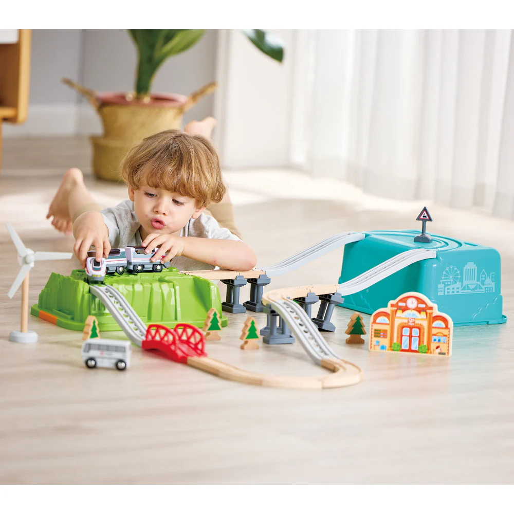 Hape Farmyard Train Bucket Set - Wooden Train and Animal Adventure Playset - Image 6