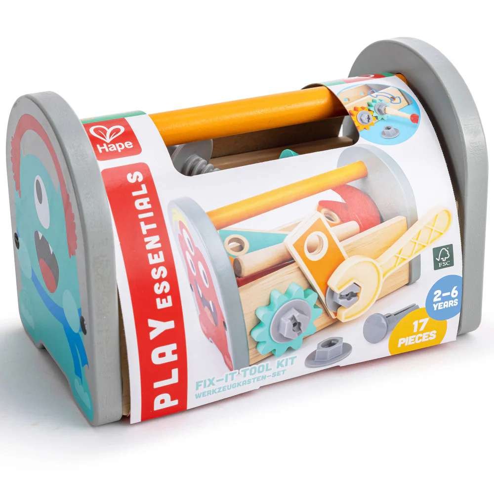 Hape 12-Piece Monster Fix-It Wooden Tool Kit - Colorful & Portable - Image 2