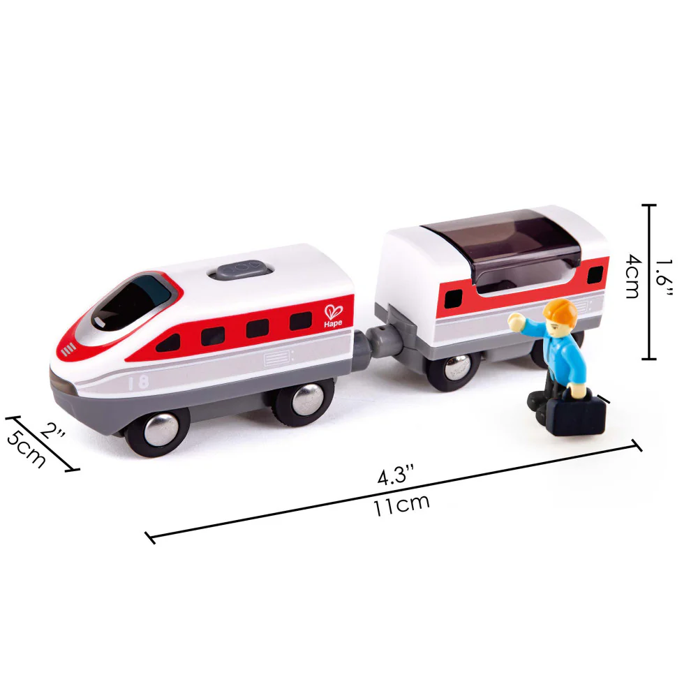Hape - Intercity Battery Powered Train Set - Red & White Engine with Car - Image 2