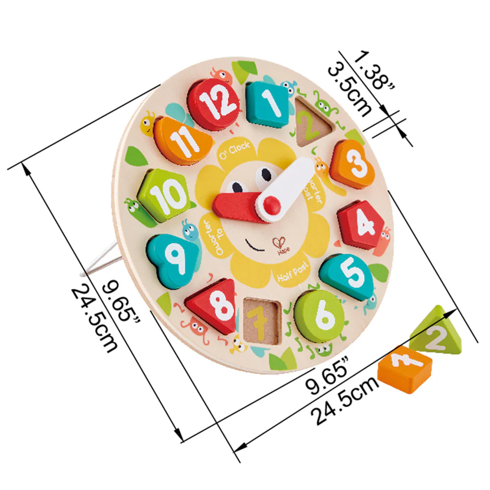 Hape Learn The Time Bug Puzzle - 13pc Colorful Wooden Clock - Image 4