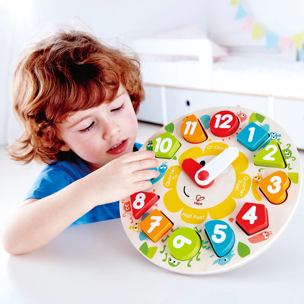 Hape Learn The Time Bug Puzzle - 13pc Colorful Wooden Clock - Image 5