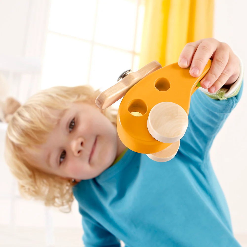 Hape Sunny Yellow Little Copter - Wooden Toy Helicopter for Toddlers - Image 4