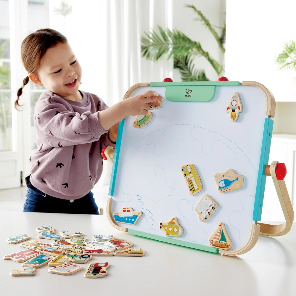 Hape Magnetic Wooden Vehicle Set - 30 Colorful Pieces - Image 3