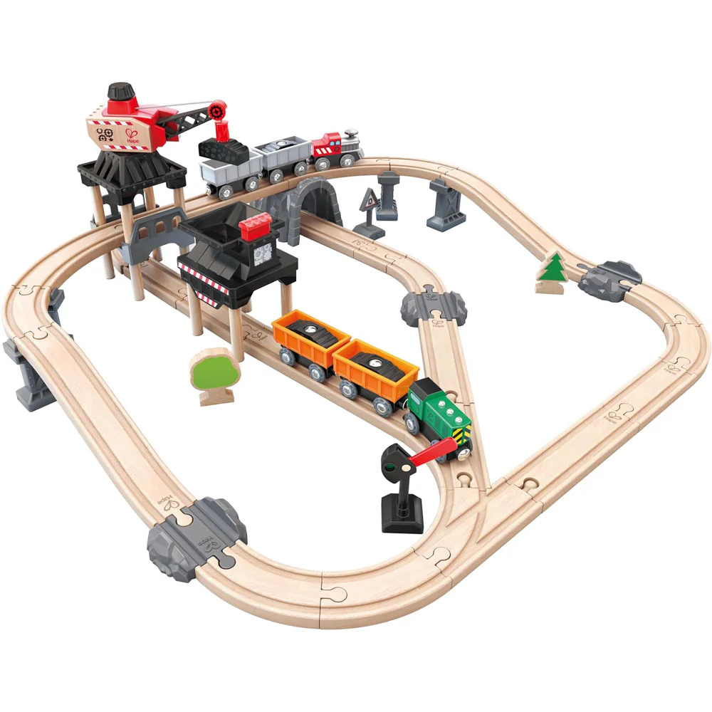 Hape Mining Loader Set - 12pc Wooden Train Yard Playset - Image 2