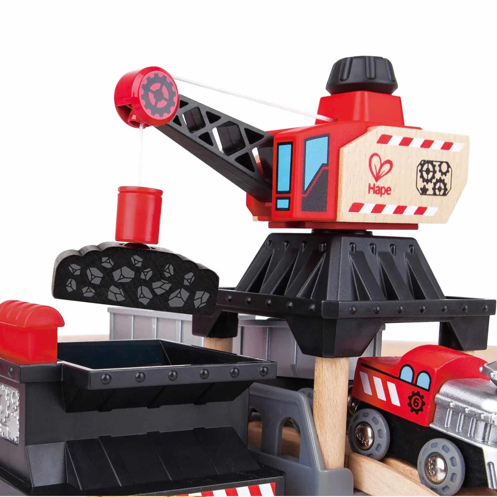 Hape Mining Loader Set - 12pc Wooden Train Yard Playset - Image 4