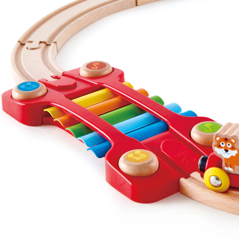 Hape Music & Monkeys Railway 19-Piece Wooden Train Set - Image 3