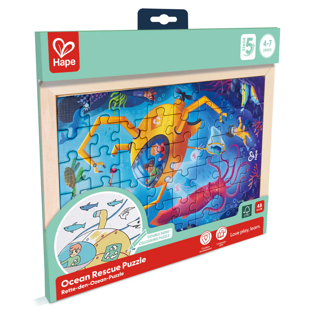Hape Ocean Rescue 48pc Double-Sided Coloring Jigsaw Puzzle
