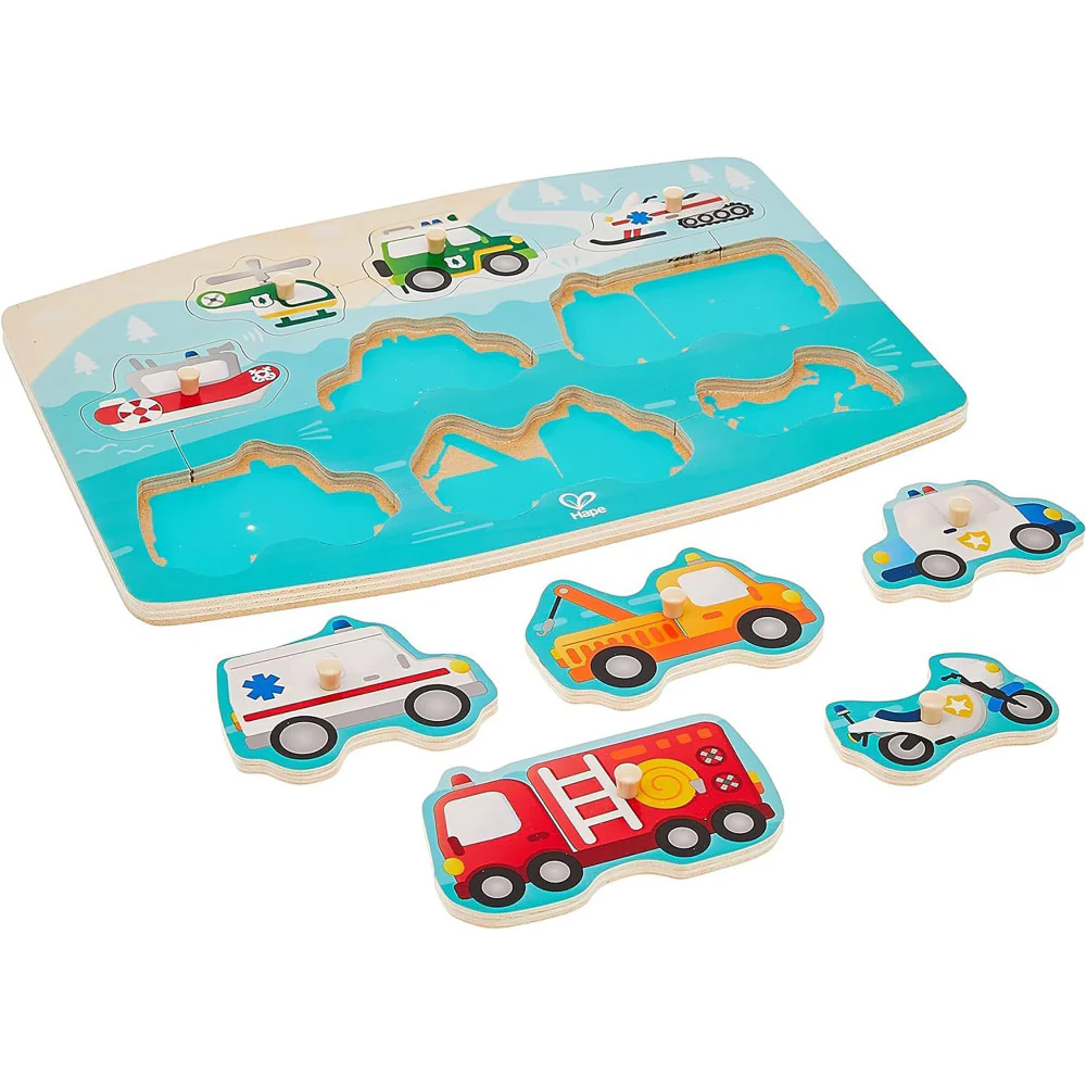 Hape Emergency Services 10pc Wooden Peg Puzzle - Image 3