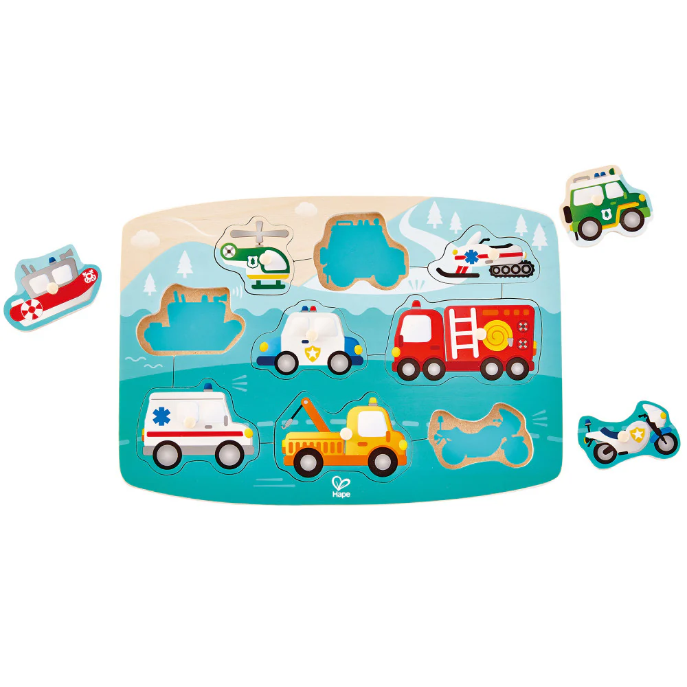 Hape Emergency Services 10pc Wooden Peg Puzzle - Image 4