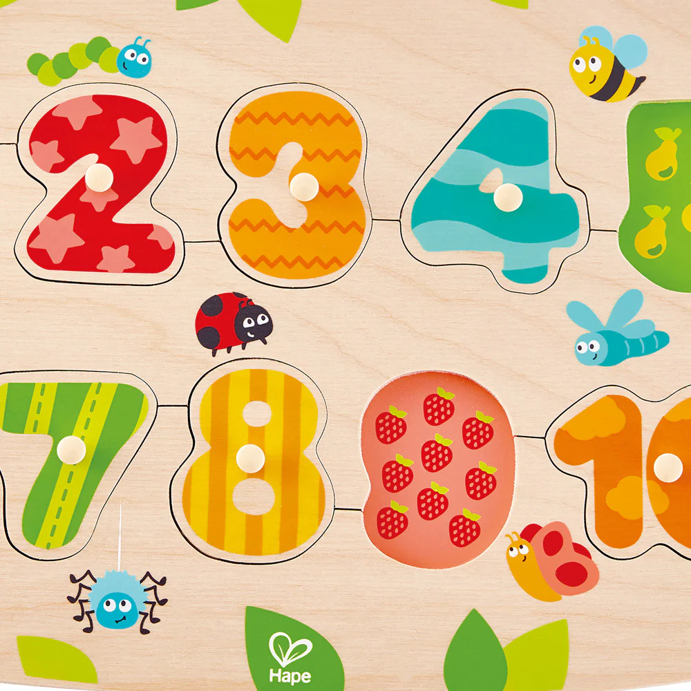 Hape Fruity Numbers 11pc Wooden Peg Puzzle - Colorful Educational Toy - Image 5