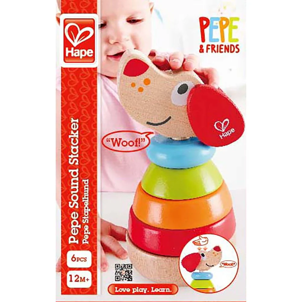 Hape Pepe Sound Stacker - Colorful Wooden Puppy Toy - Image 2