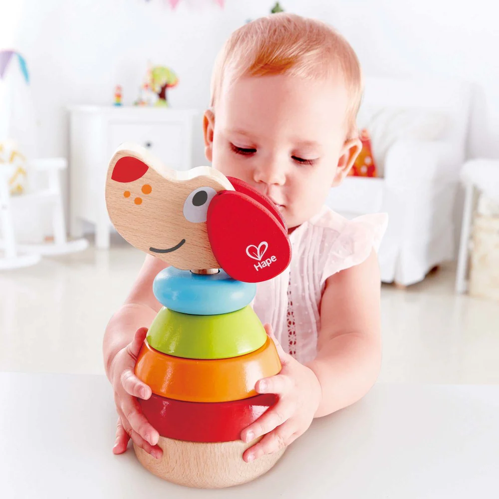 Hape Pepe Sound Stacker - Colorful Wooden Puppy Toy - Image 4