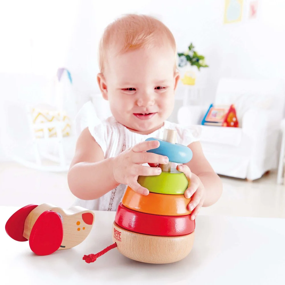 Hape Pepe Sound Stacker - Colorful Wooden Puppy Toy - Image 5