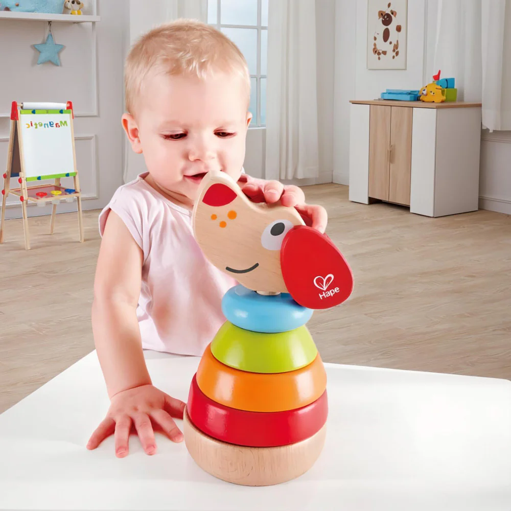 Hape Pepe Sound Stacker - Colorful Wooden Puppy Toy - Image 6