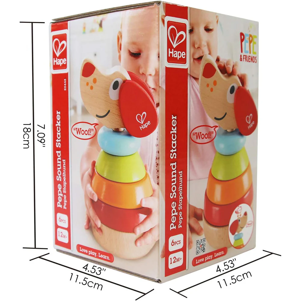 Hape Pepe Sound Stacker - Colorful Wooden Puppy Toy - Image 9