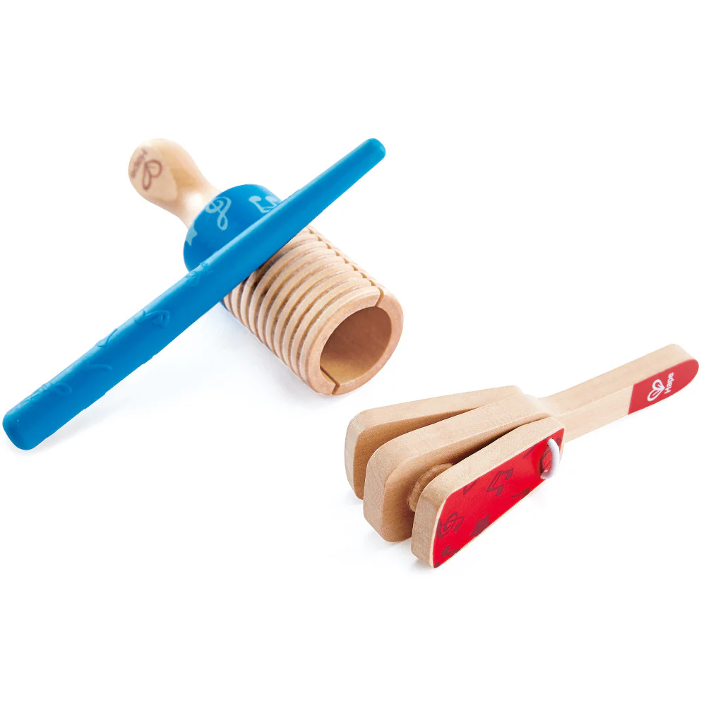 Hape Colorful Wooden Percussion Duo - Clapper & Guiro Set