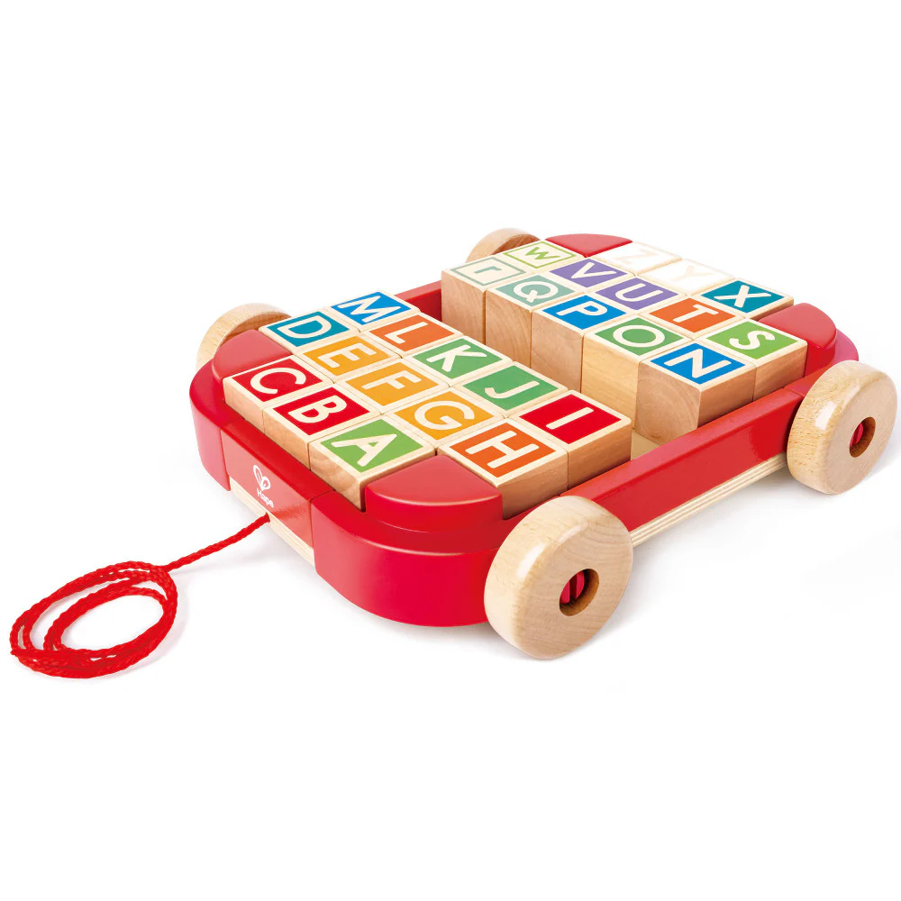 Hape Alphabet Explorer Pull-Along Cart with Stacking Blocks - Image 2