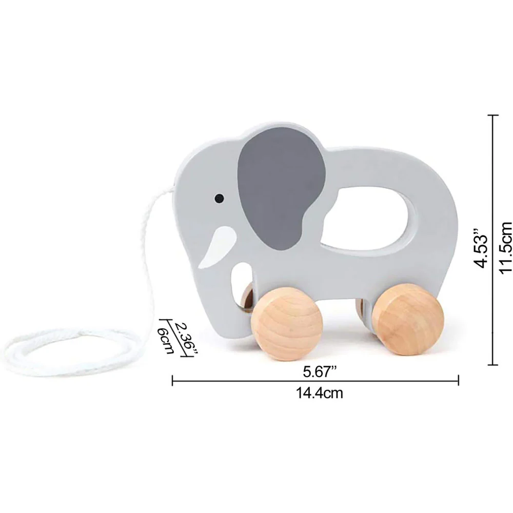 Hape Push & Pull Elephant - Gray - Wooden Toddler Toy - Image 4