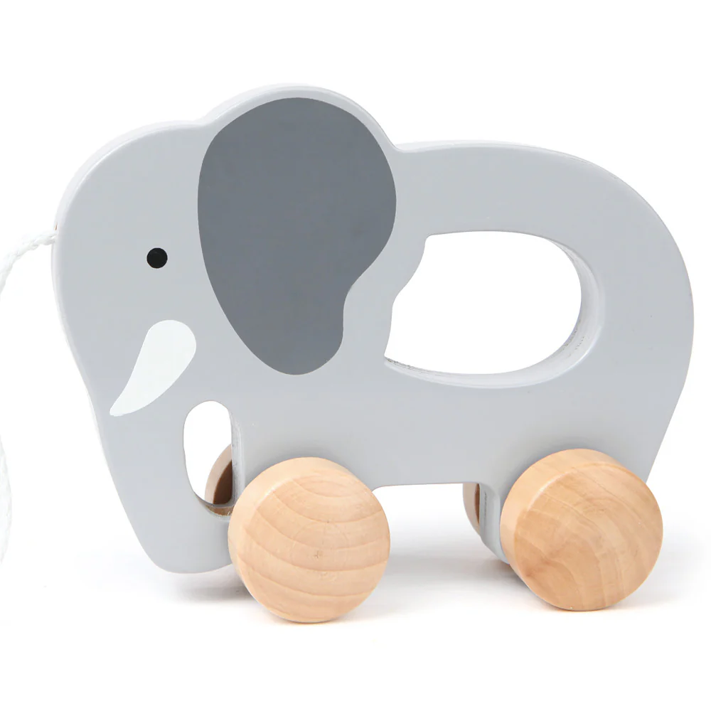 Hape Push & Pull Elephant - Gray - Wooden Toddler Toy - Image 9