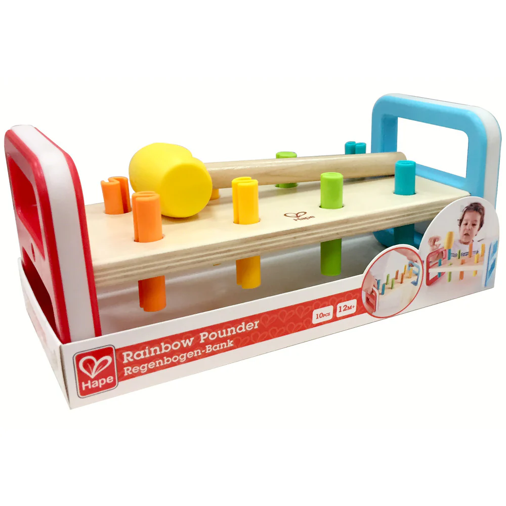 Hape Rainbow Pounder – Colorful Wooden Hammering Bench Toy - Image 2